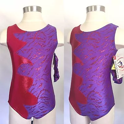 MONDOR Metallic Print Gymnastics Tank Leotard Purple Tiger (TI) Print  NWT • $43