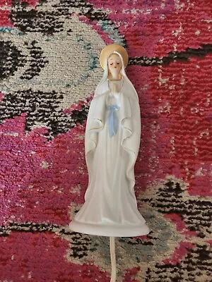 Vintage Religious Icon Madonna Mother Mary Working Halo Small Lamp Cottage Chic • $41.69