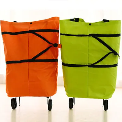 £7.99 • Buy 2 IN 1 Shopping Trolley Cart Foldable Basket Market Luggage Bag With Wheels UK