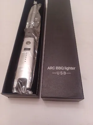 FIREPLACE/FIREPIT/CANDLE RECHARGEABLE Lighter Arc USB Windproof SILVER NEW/BOXED • $9.99