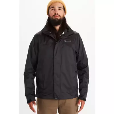 MARMOT Unisex Adult PreCip© Eco Rain Jacket Medium Black Hooded Waterproof NWT • $75