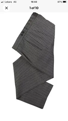 Masonic Wedding Stripe Trousers Black Grey Ascot Steipe Trousers • £29.99