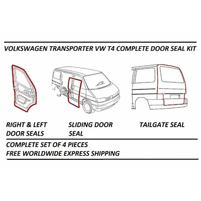 For Volkswagen Transporter 4 VW T4 Complete Door Seal Kit 1990-2003 • $129.87
