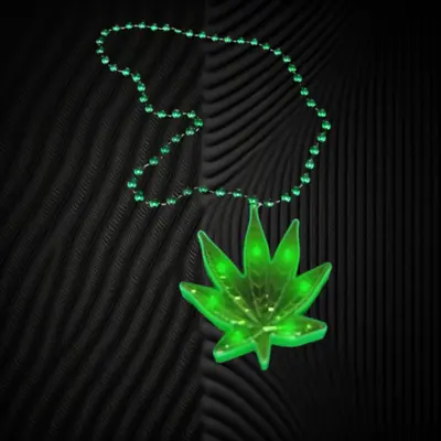 420 Rasta Beaded Necklace With Large Led Weed Leaf Charm • $12.99