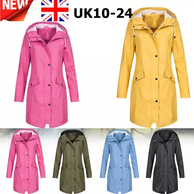 Ladies Warm Waterproof Raincoat  Outdoor  Plus Size Coat Wind Rain Forest Jacket • £13.99