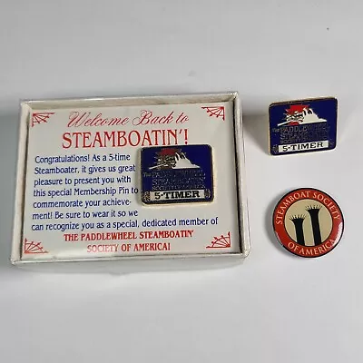 (Lot Of 3) Paddlewheel Steamboatin Society Of America 5 Timer Lapel Pin & Magnet • $9.99