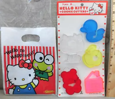 Vintage 1984 JAPAN SANRIO 5 Cute Plastic Hello Kitty Cookie Cutters On The Card • $9.99