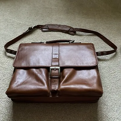 Hidesign Quality Tan Leather Briefcase Laptop Bag • £50