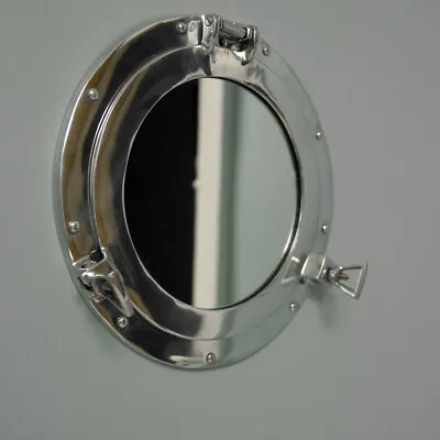 Silver Metal Porthole Nautical Wall Mirror Shabby Vintage Chic Bathroom Home • £28.29