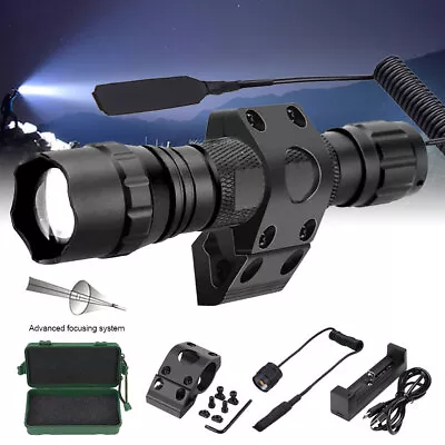 Zoom 800 Yards LED Gun Light Rifle Flashlight Switch+ Offset Gun Mount+Box Set • $15.99