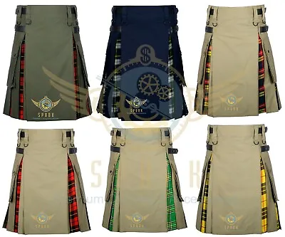 $69 • Buy Men's Scottish Hybrid Utility Kilt Cotton & Tartan Fashion Kilt 30'' To 52''