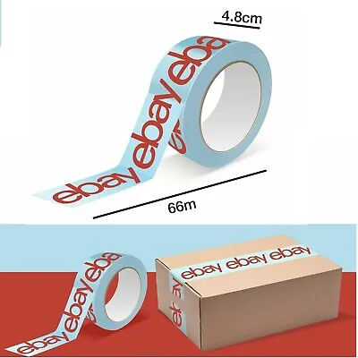  EBay Branded Packaging Strong Parcel Packing Tape (66m Long 48mm Wide) Blue/Red • £95.99