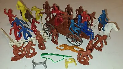 Vintage Lot MPC Ring Hand Playset Figures Cowboys Indians Horse Wagon Gun Saddle • $15.99