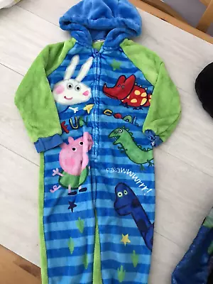 £7.49 • Buy Boys George Pig Fleece Fluffy All In One Footless Pyjamas Pjs Age 3-4 Years (s4)