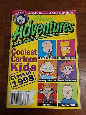 Disney Adventures Magazine March 1998 Doug Funnie & Bart Simpson & Bobby Hill • $13.60