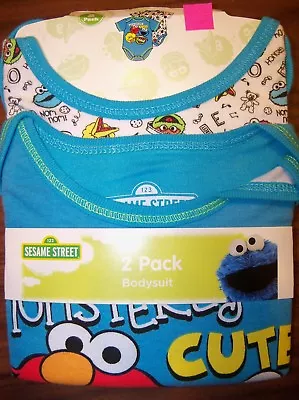 Sesame Street Elmo 2 Pk One Piece Bodysuit Infant Baby Boy Size 0 / 3 Months NIP • $15.12