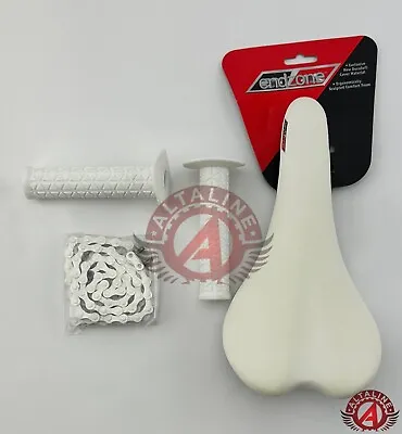 Package Deal: Bicycle Seat Grips Chain White Bmx Road Fixie Mtb Cycling Bikes. • $44.79