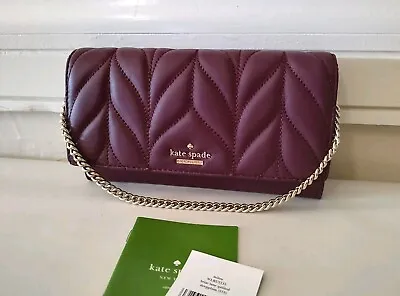 Kate Spade Briar Lane Quilted Milou Clutch Chain Wallet Wristlet - Deep Plum • $145.32