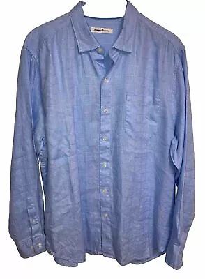 Tommy Bahama Men's Light Blue Long Sleeve 100% Linen Button Down Shirt Textured • $19.99