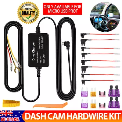 Car Recorder Dash Cam Hard Wire Kit 3-Lead Acc Hardwire Fuse Micro USB Cable Kit • $20.45