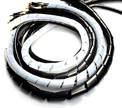 Spiral Wrap Cable Binding Tidy Leads On TV / PC / Home Cinema / CCTV Wires Hide • £2.52