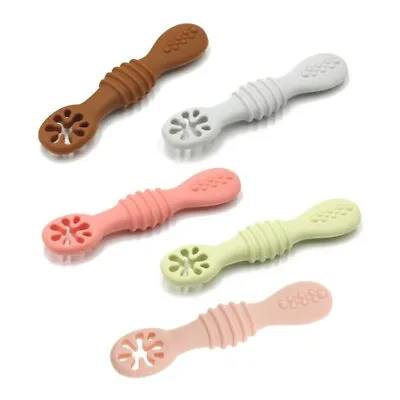 Baby-Led Weaning Silicone Spoon Newborn Learning Feeding Scoop Training Utensils • £3.96