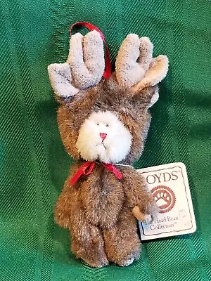 Boyds Mini Mooselkins Plush Ornament Bear In Moose Costume With Tag • $10