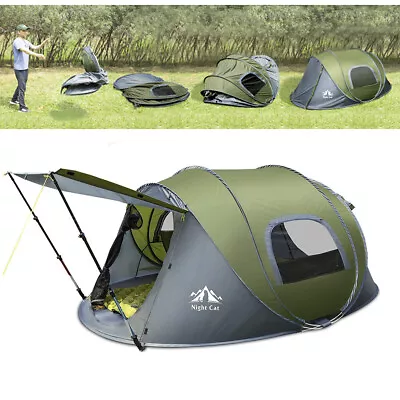 Camping Tent 2 Person Auto Pop Up Canvas Outdoor Hiking Beach Sun Shade Camp • $166.65