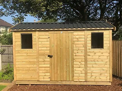 Wooden Garden Shed Loglap 20mm DELIVERED & INSTALLED Apex Pent Hut Workshop • £4475