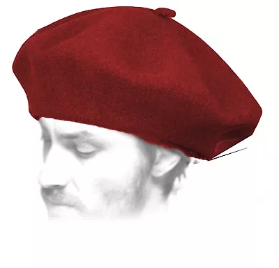 Mens Unisex  Maroon Solid Color Beret 100% Wool French Cap Hat • $14.99