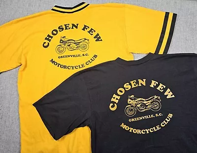 2 Vintage Motorcycle Club Shirts Adult XL Black Yellow Chosen Few Greenville SC • $49.99