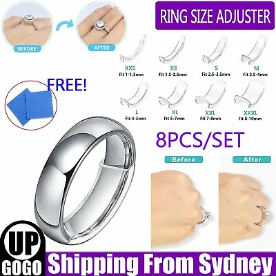 8Pcs/Set Invisible Clear Ring Size Adjuster Resizer Loose Rings Guard Reducer • $5.75