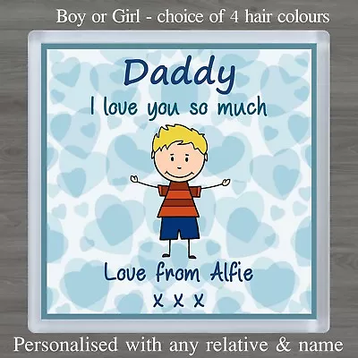 £4.25 • Buy Personalised I Love Daddy Mummy Grandad Uncle Coaster Boy Or Girl Xmas Gift
