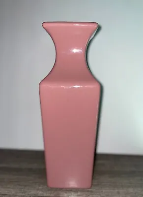 Vintage Haeger Mauve Pink Ceramic Square Vase - Retro 12  Tall - Pottery Floral • $8.99