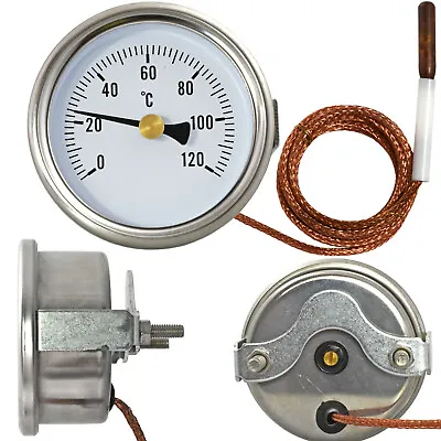 £9.71 • Buy DIAL Thermometer 1500 Mm Probe Analogue Temperature Gauge 0-120C Stainless Steel