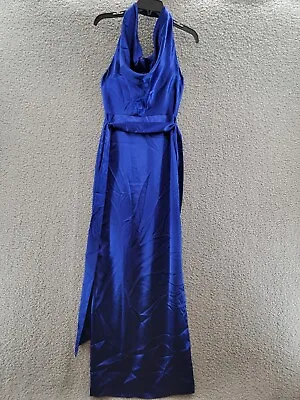 Aidan By Aidan Mattox Satin Cowl Neck Gown Women's 2 Royal Sapphire Back Zip + • $85.08