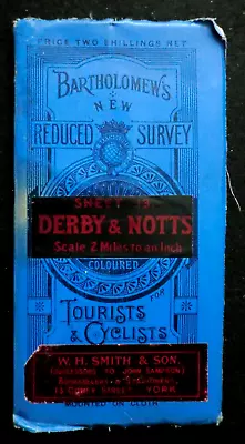 Bartholomew's Reduced Survey Map Of Derby & Notts (c1912) Sheet 13 Tourist/Cyc • £12.99