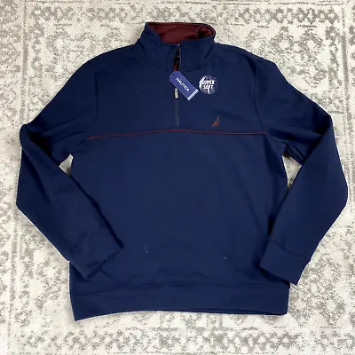 NEW Nautica Pullover Sweatshirt Men's Navy Blue Super Soft Quarter Zip Sz Medium • $15.29