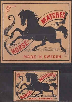 Old Matchbox Labels Sweden Horse Matches PACKET & BOX SIZE • $3.58