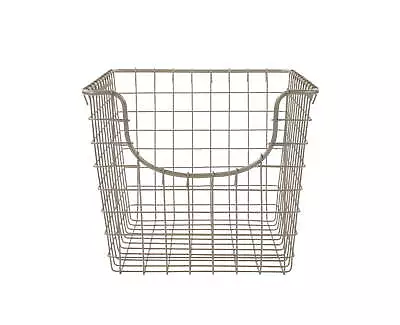 Scoop Steel Wire Stackable Storage Basket Medium Satin Nickel • $13.72