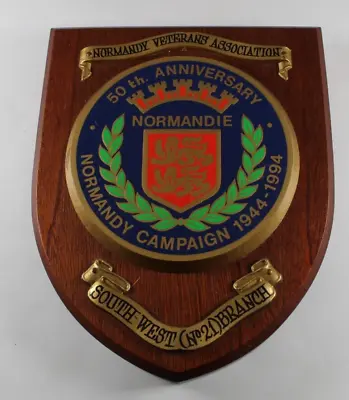 Military Wall Plaque Shield  Normandy Veterans Association 50th Anniversary  • £20.95