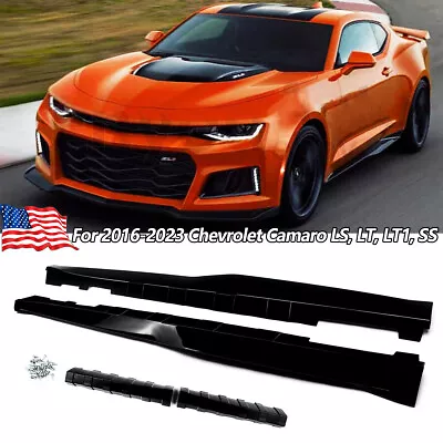 Glossy Black ZL1 Style Side Skirts For 2016-2023 Chevrolet Camaro SS RS LT LT1 • $1128.99