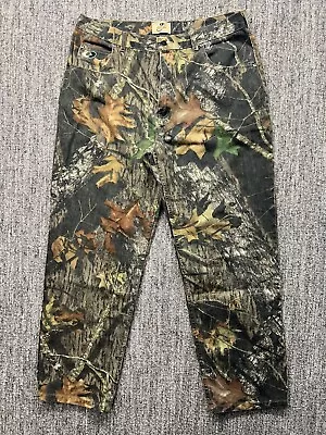 Vintage Mossy Oak Mens 38x32 Wide Fit Camo Explorer Jean Hunting Pants Outdoors • $24.67