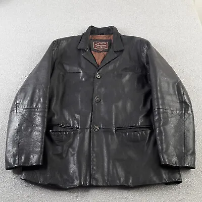 Marlboro Classics Jacket Mens Extra Large Black Leather Made In Italy Button • $208.59