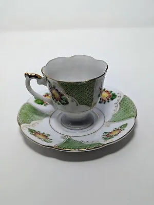 Vintage 1940’s K.T. Porcelain Mini Tea Cup & Saucer Hand Painted/Occupied Japan • $18.70