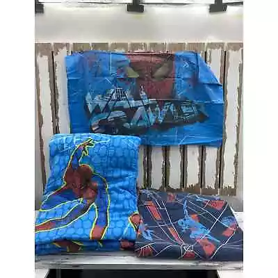 Marvel Spider-Man Twin Sheet Set & Comforter Flat Fitted Pillowcase 2012 • $38