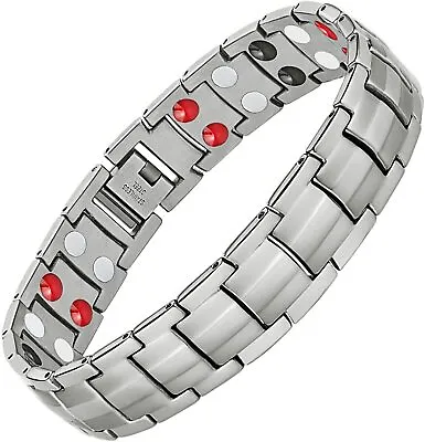 Mens Magnetic Bracelet Titanium Steel Magnetic Bracelet With Double Row 4 Elemen • $10.99