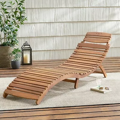 Lisbon Outdoor Wood Folding & Portable Chaise Lounge • $141.34