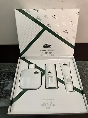 Eau De Lacoste L.12.12 Pour L- Pure Lui By LACOSTE 3 Pcs Gift Set For Men New • £90.17