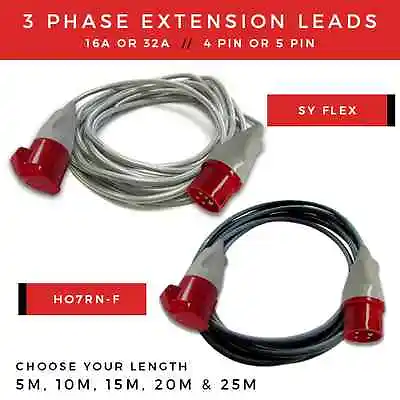 £130.50 • Buy All 3 Phase Extension Lead 16a-32a 400v Extension Lead 4 Pin-5 Pin Hook Up Lead